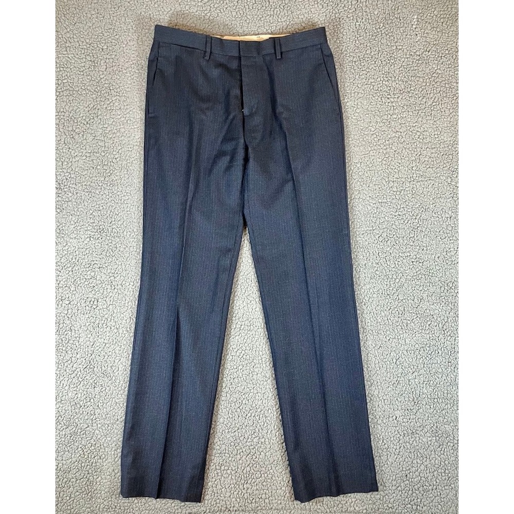 Banana Republic Tailored Slim Fit 100% Wool Dress Pants Mens 32x34 Navy Check